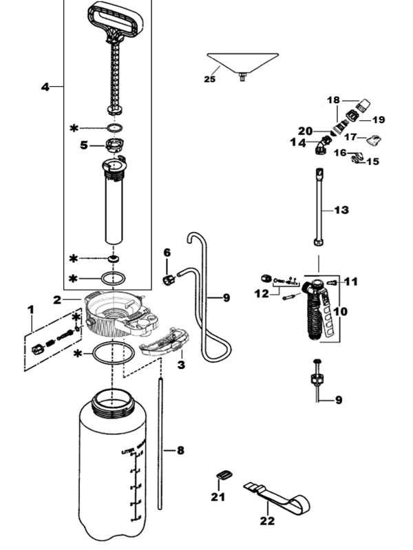 Solo 430 Series Portable Sprayer Parts by Diagram Number